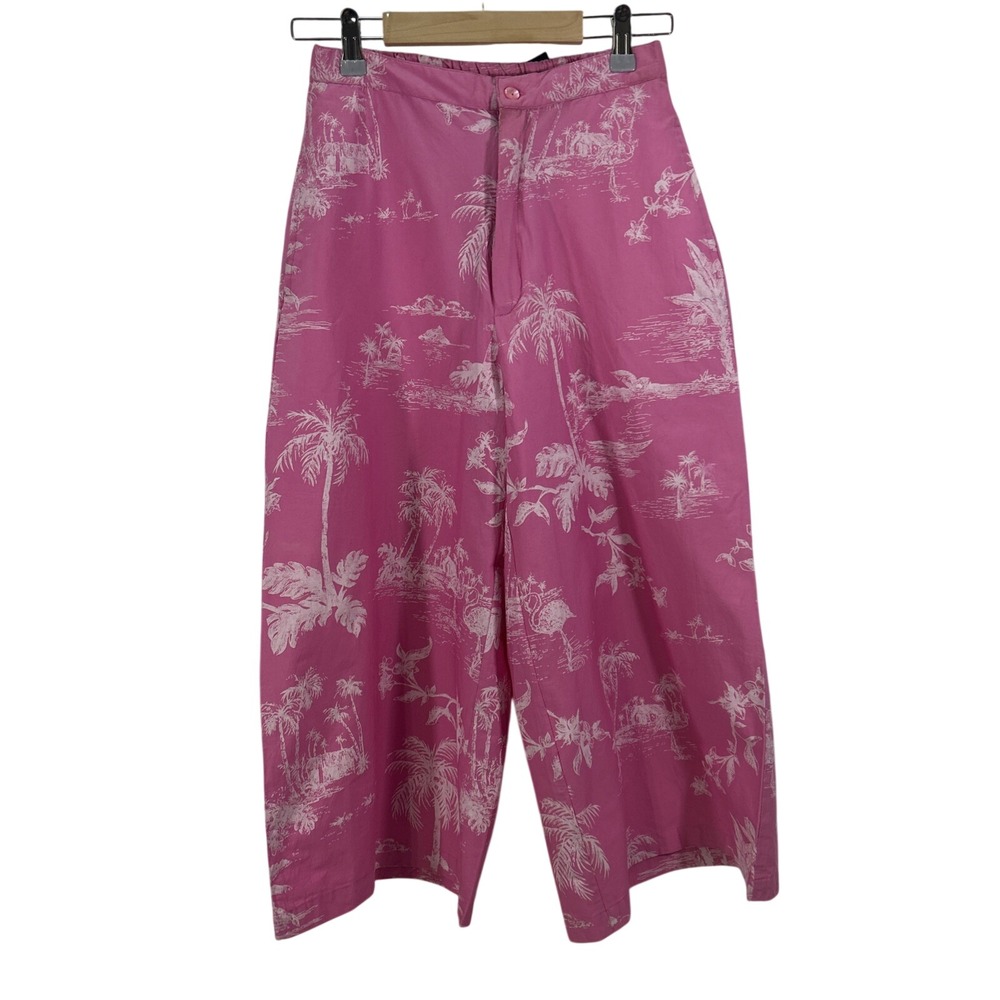 JBM Sport Women S Pink Tropical Wide Leg Capri New Tags